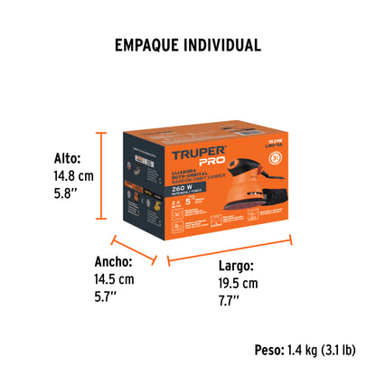 Lijadora Roto Orbital 5' 260 W, Profesional, TRUPER