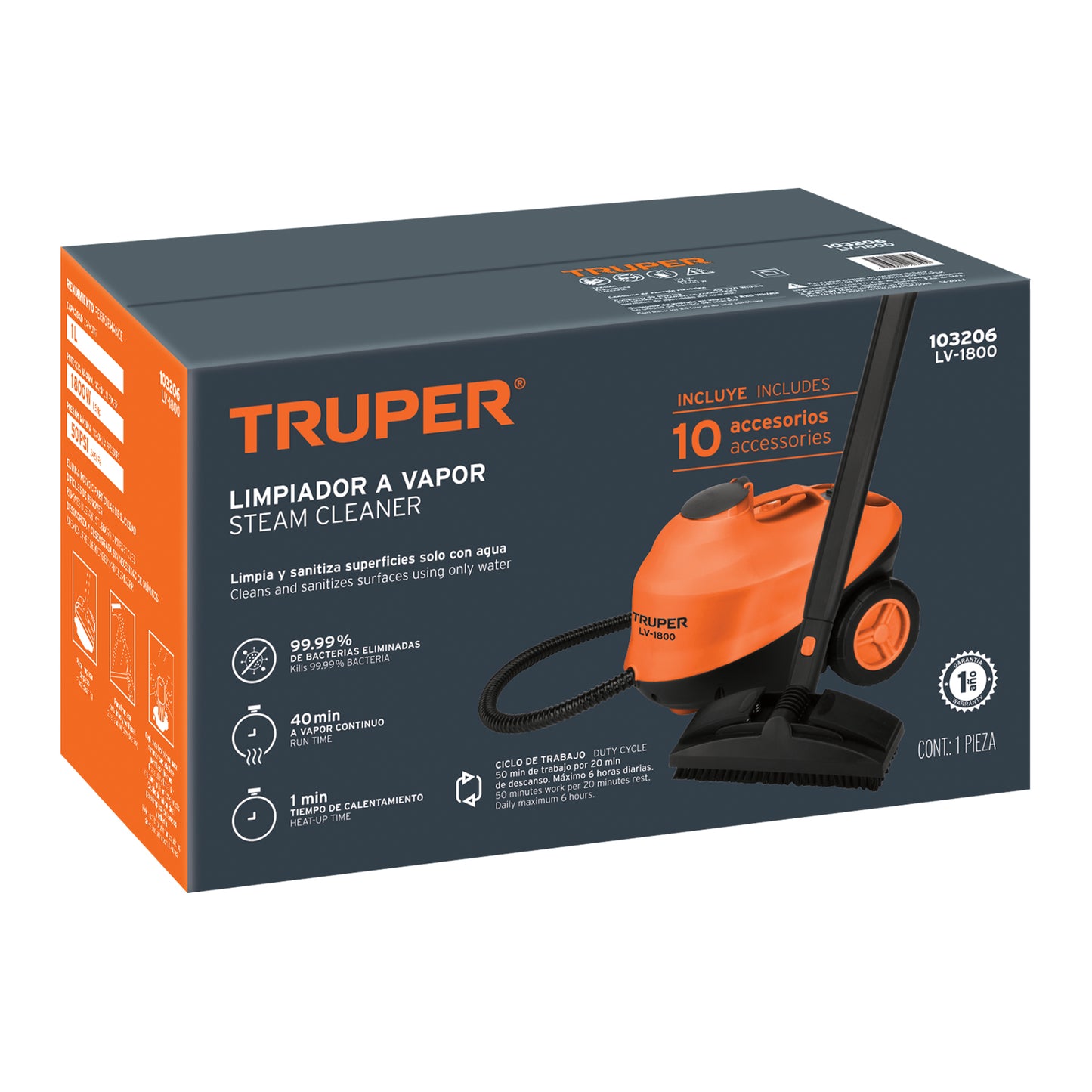 Limpiador A Vapor 1800W, TRUPER