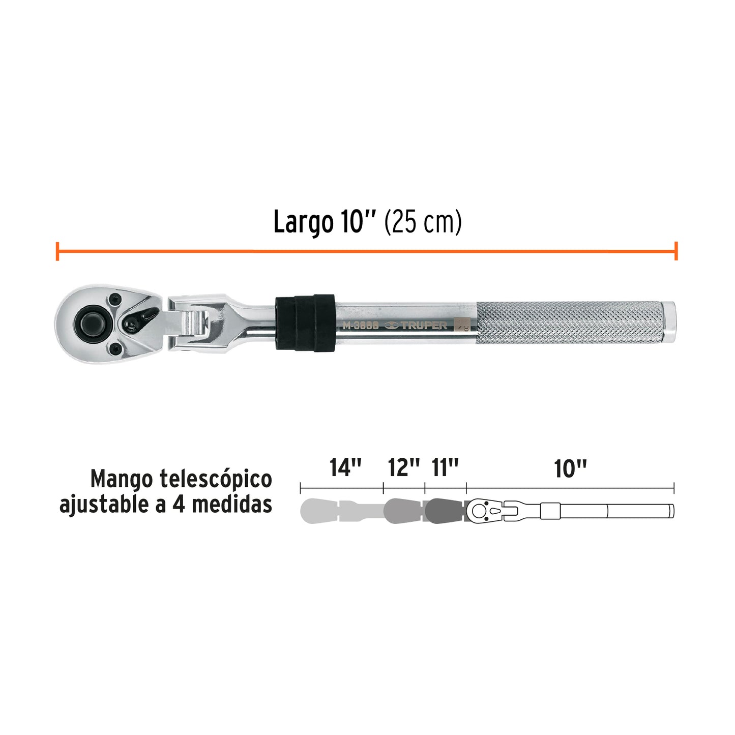RATCHET/ MATRACA CUADRO 1/2' TELESCÓPICA DE 19' CON CABEZA ARTICULADA