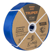 MANGUERA DE USO AGRÍCOLA DE PVC PLANA, 4"" X 50 M, TRUPER