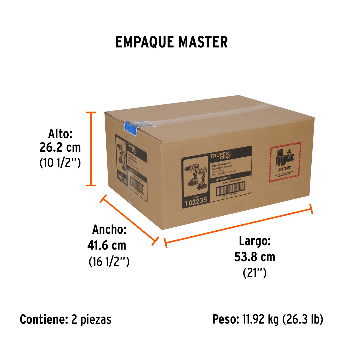 Combo Rotomartillo Y Destornillador Inalámbrico 20V, TRUPER MAX