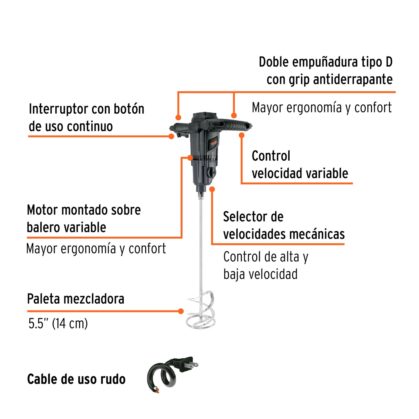 Mezcladora Eléctrica 1500 W, Industrial, TRUPER