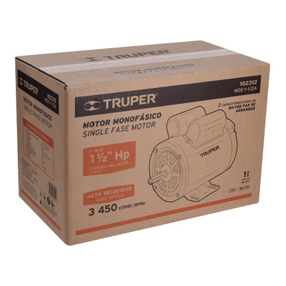 Motor Eléctrico Monofásico De 1 1/2 HP, Alta Velocidad, TRUPER