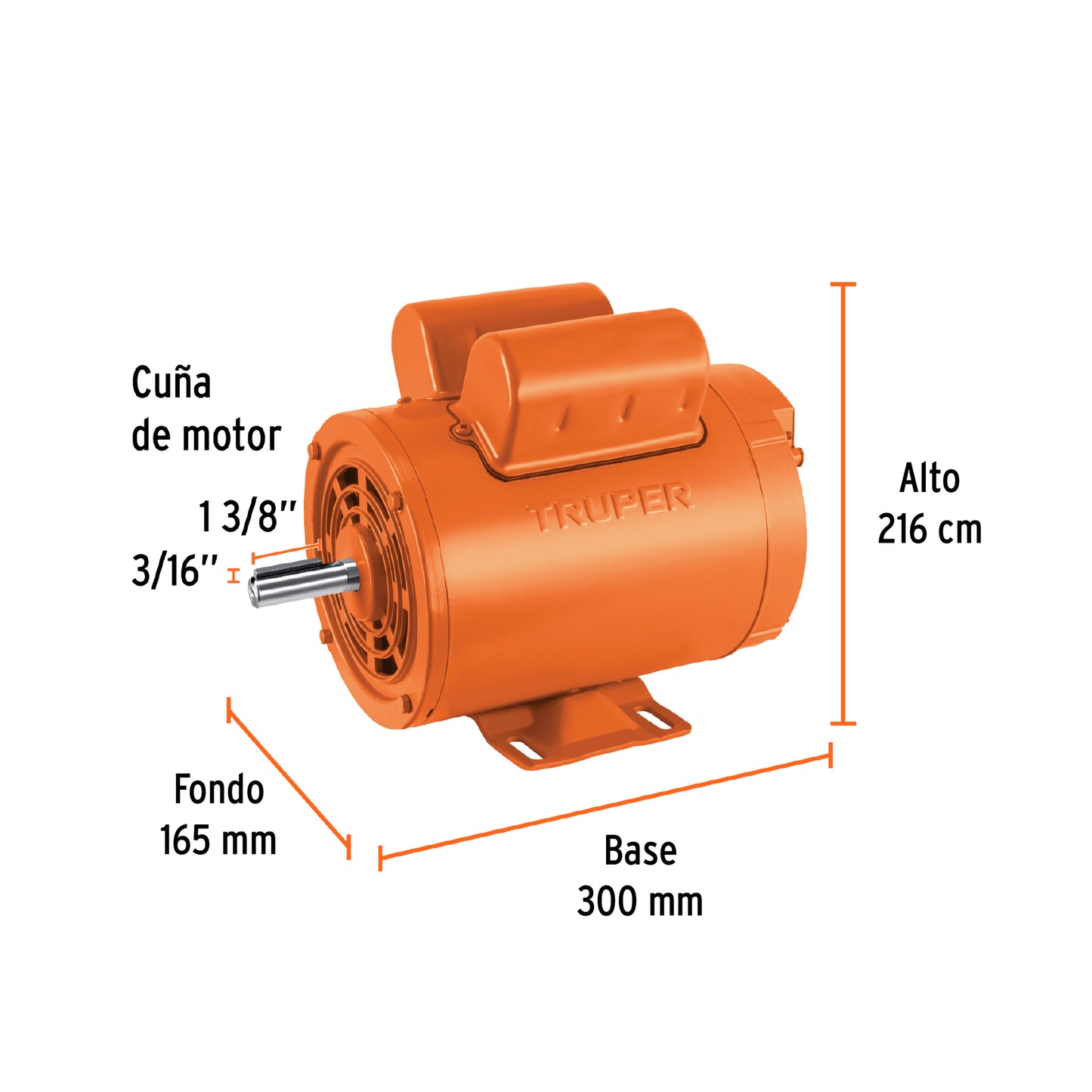 Motor Eléctrico Monofásico De 1 1/2 HP, Alta Velocidad, TRUPER