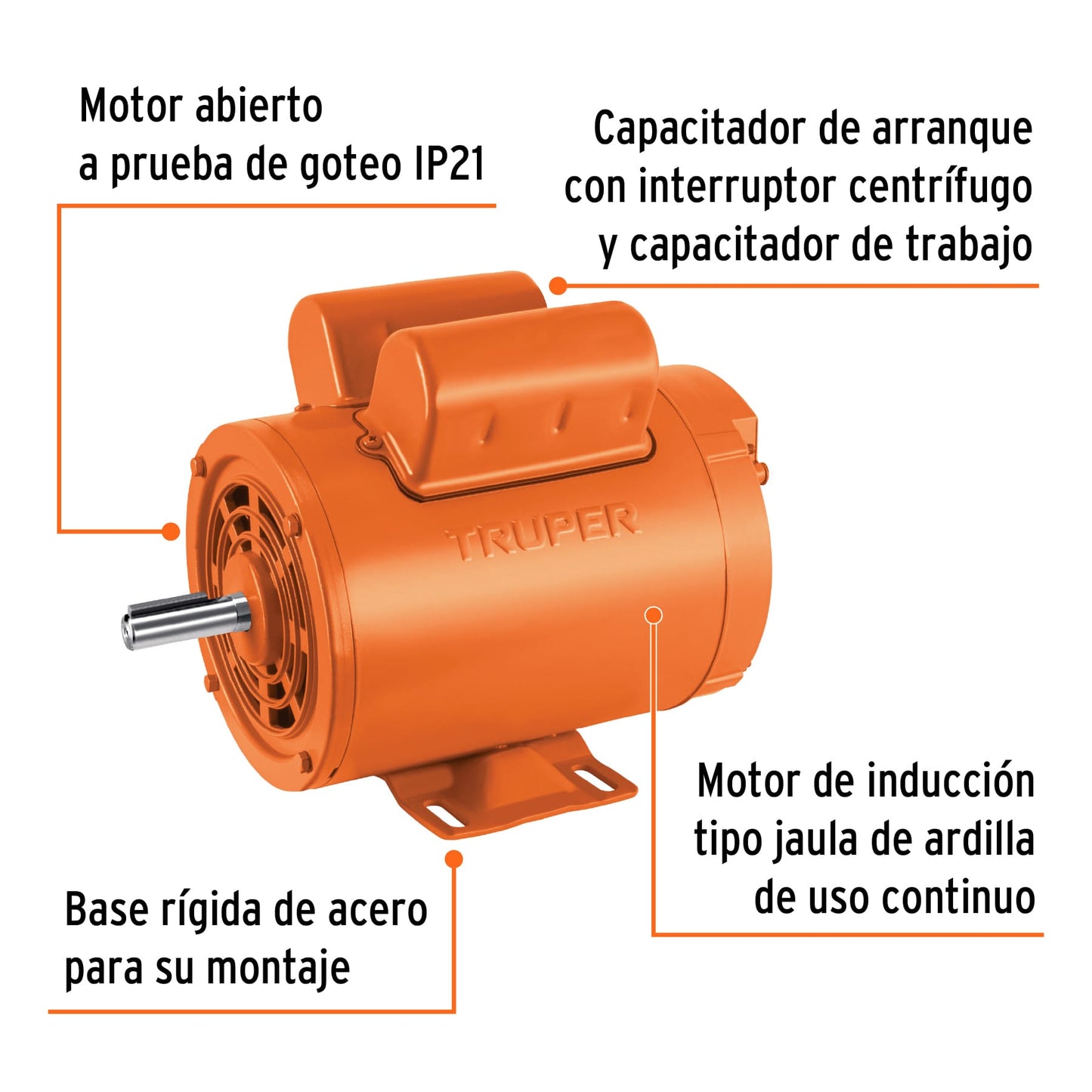 Motor Eléctrico Monofásico De 1 1/2 HP, Alta Velocidad, TRUPER