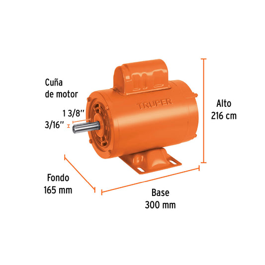 Motor Eléctrico Monofásico De 1/2 HP, Alta Velocidad, TRUPER