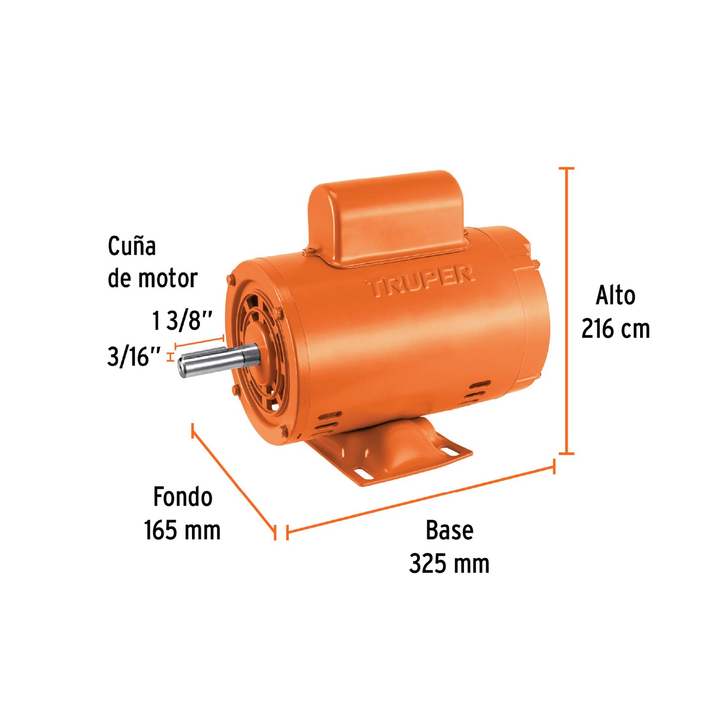 Motor Eléctrico Monofásico De 1/2 HP, Baja Velocidad, TRUPER