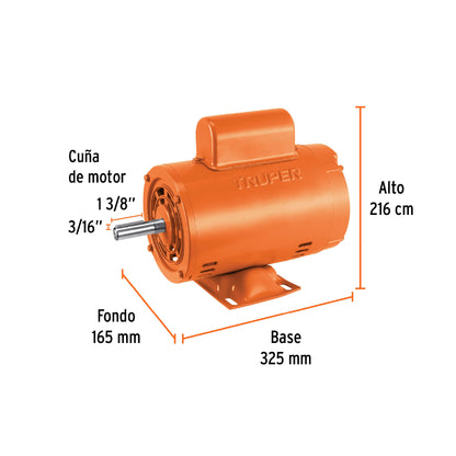 Motor Eléctrico Monofásico De 1/2 HP, Baja Velocidad, TRUPER