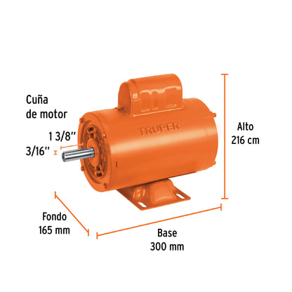 Motor Eléctrico Monofásico De 3/4 HP, Alta Velocidad, TRUPER