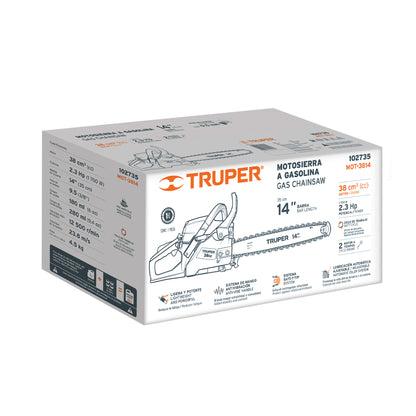 MOTOSIERRA DE GASOLINA PARA USO AGRICOLA, 38 CC, 14, TRUPER
