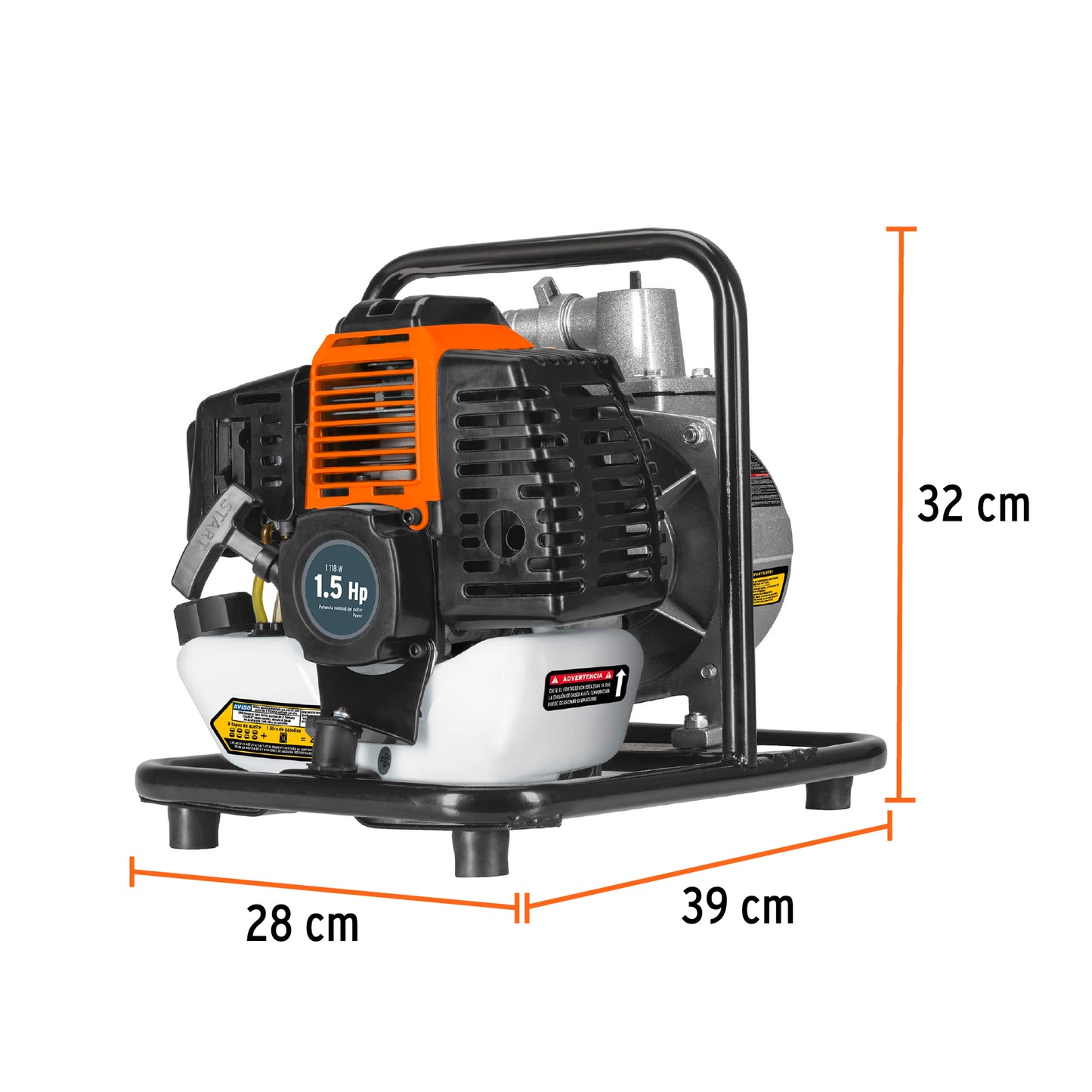 Motobomba Autocebante 1' X 1' A Gasolina 1-1/2 HP, 2 Tiempos, TRUPER