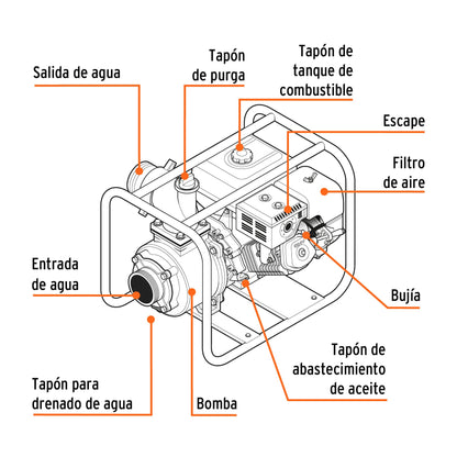 Motobomba Autocebante 2' X 2' A Gasolina 7 HP, TRUPER