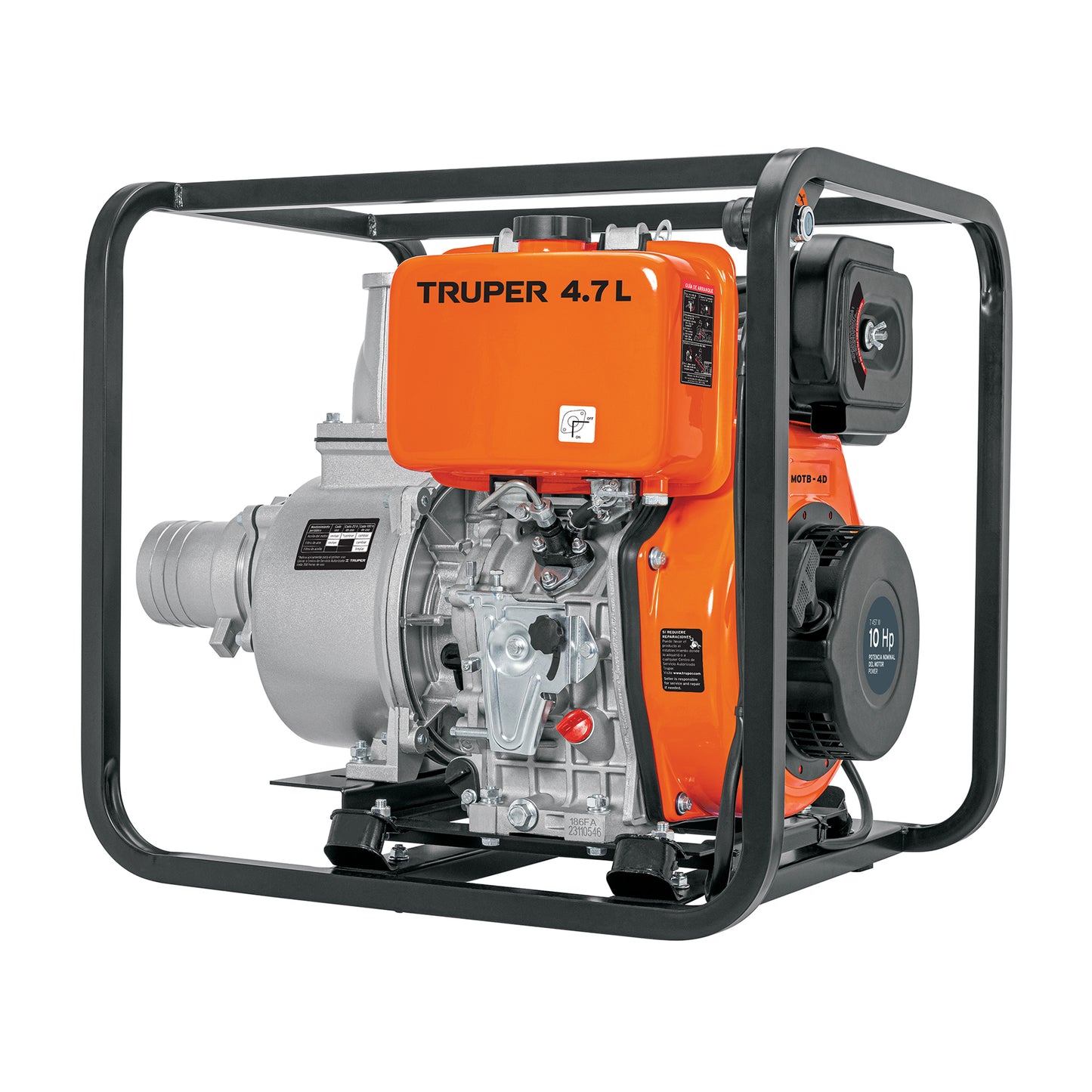 MOTOBOMBA PARA AGUA PARA USO AGRÍCOLA 10 HP DIÉSEL 4X4, 4 TIEMPOS, TRUPER