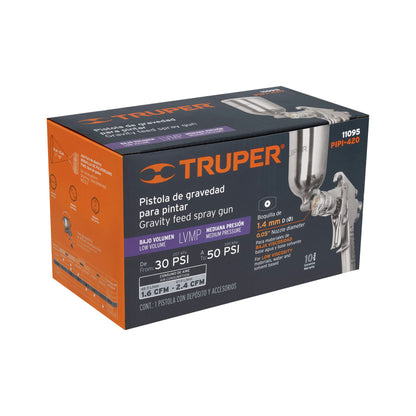 Pistola P/Pintar Gravedad LVMP Vaso Aluminio, 1.4 MM, TRUPER