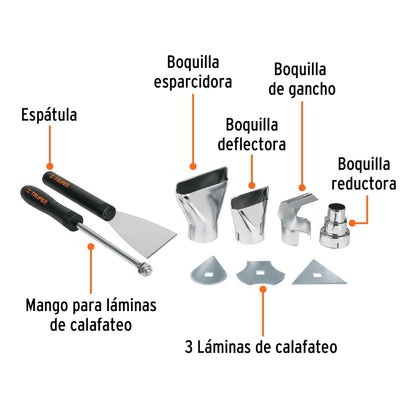 Pistola De Calor 2000 W Con 9 Accesorios, Profesional