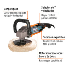 Pulidora 7' 1200 W Velocidad Variable, Profesional, TRUPER