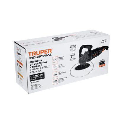 Pulidora 7' 1200 W Velocidad Variable, Industrial, TRUPER