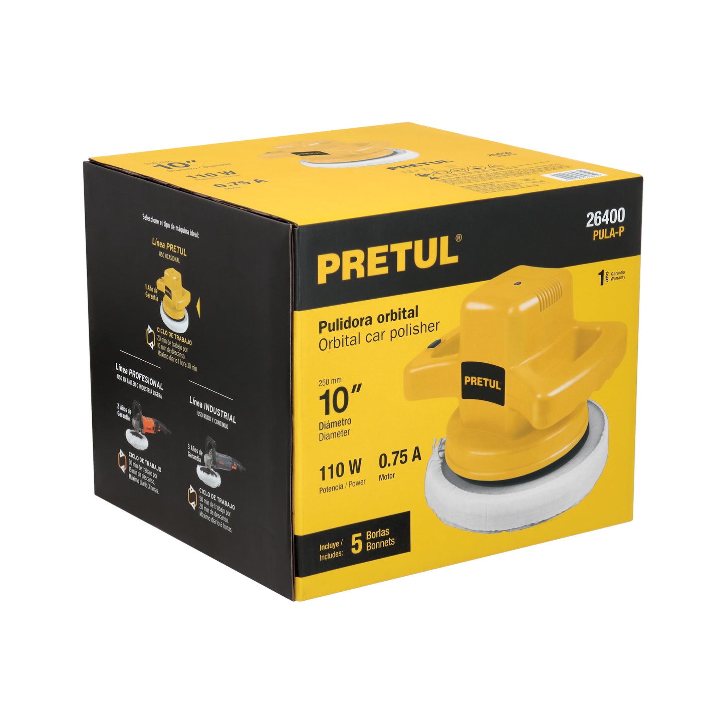 Pulidora 10' 110 W, PRETUL