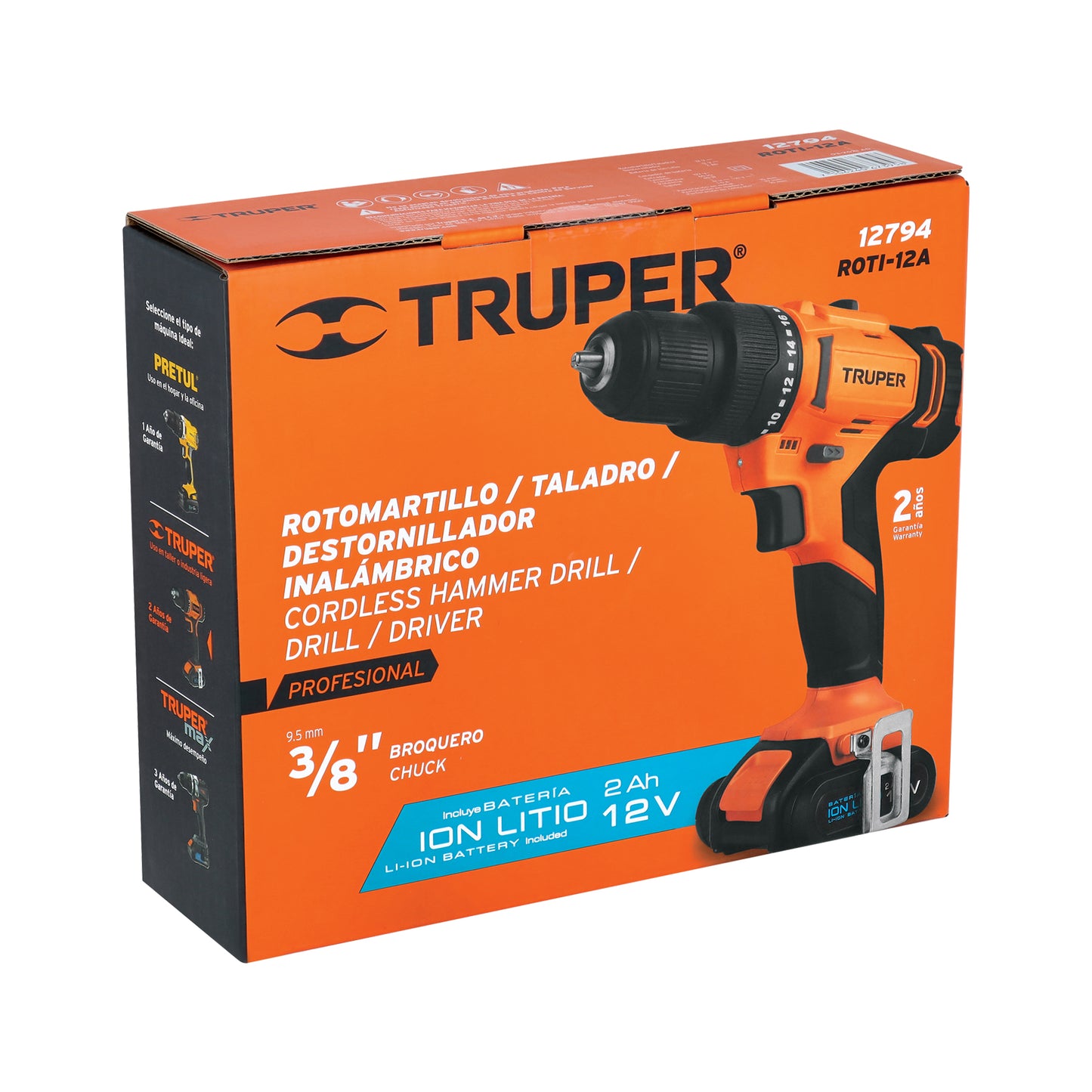 Rotomartillo Inalámbrico 3/8', 12 V, TRUPER