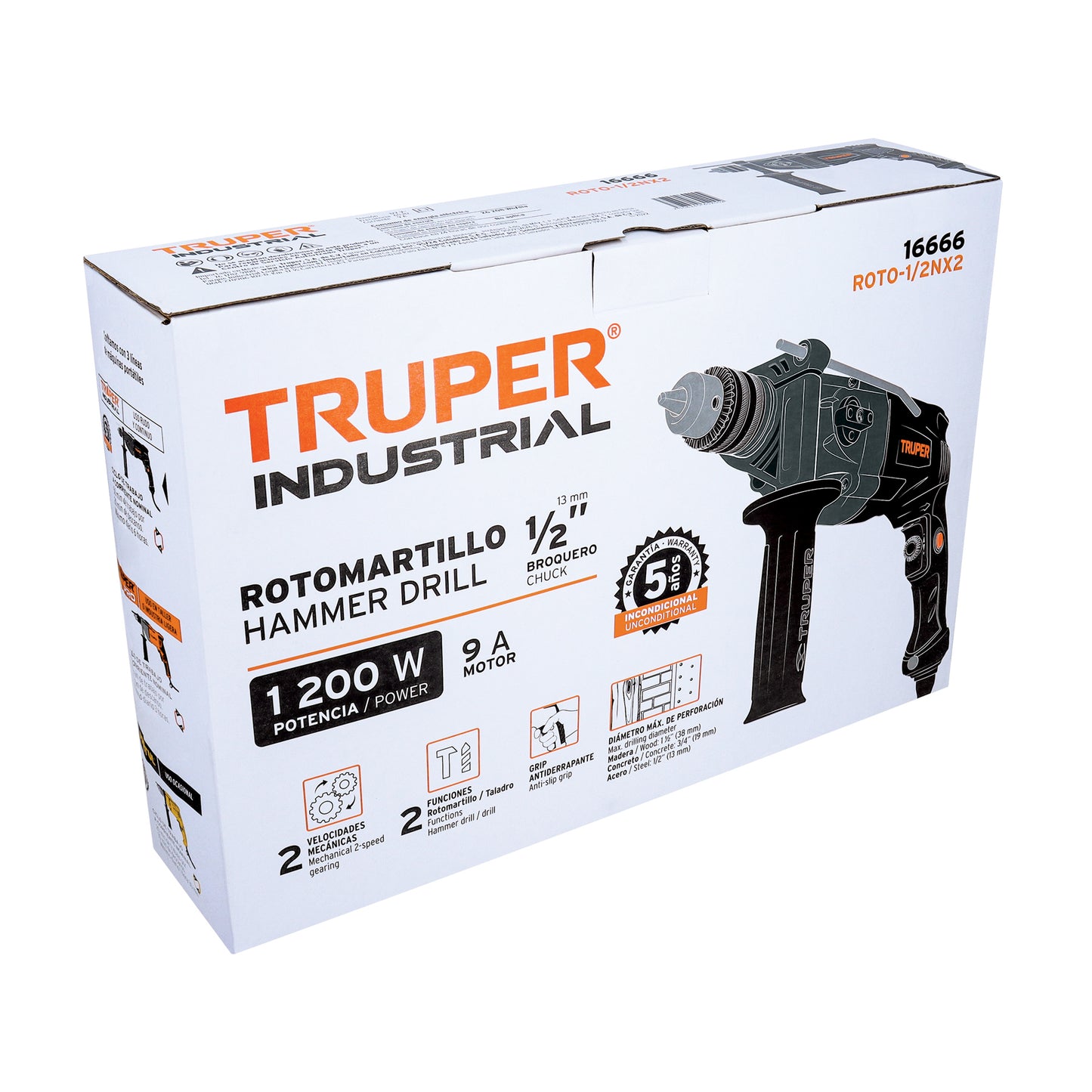 Rotomartillo 1/2' 1200 W, Industrial, TRUPER