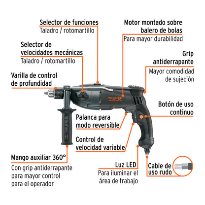 Rotomartillo 1/2' 1200 W, Industrial, TRUPER
