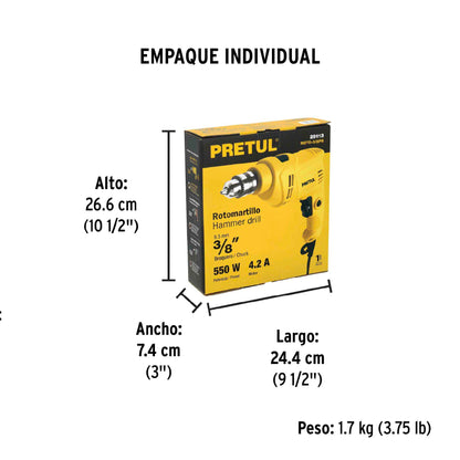Rotomartillo 3/8' 550 W, PRETUL