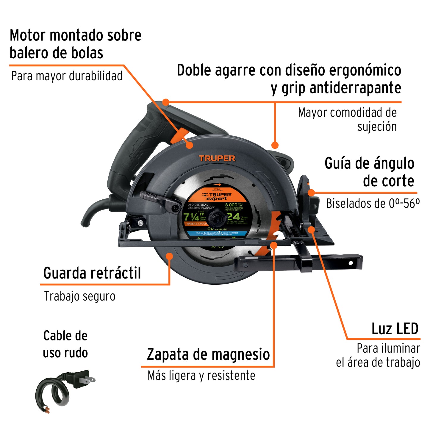 Sierra Circular 7-1/4' 1800 W, Industrial, TRUPER