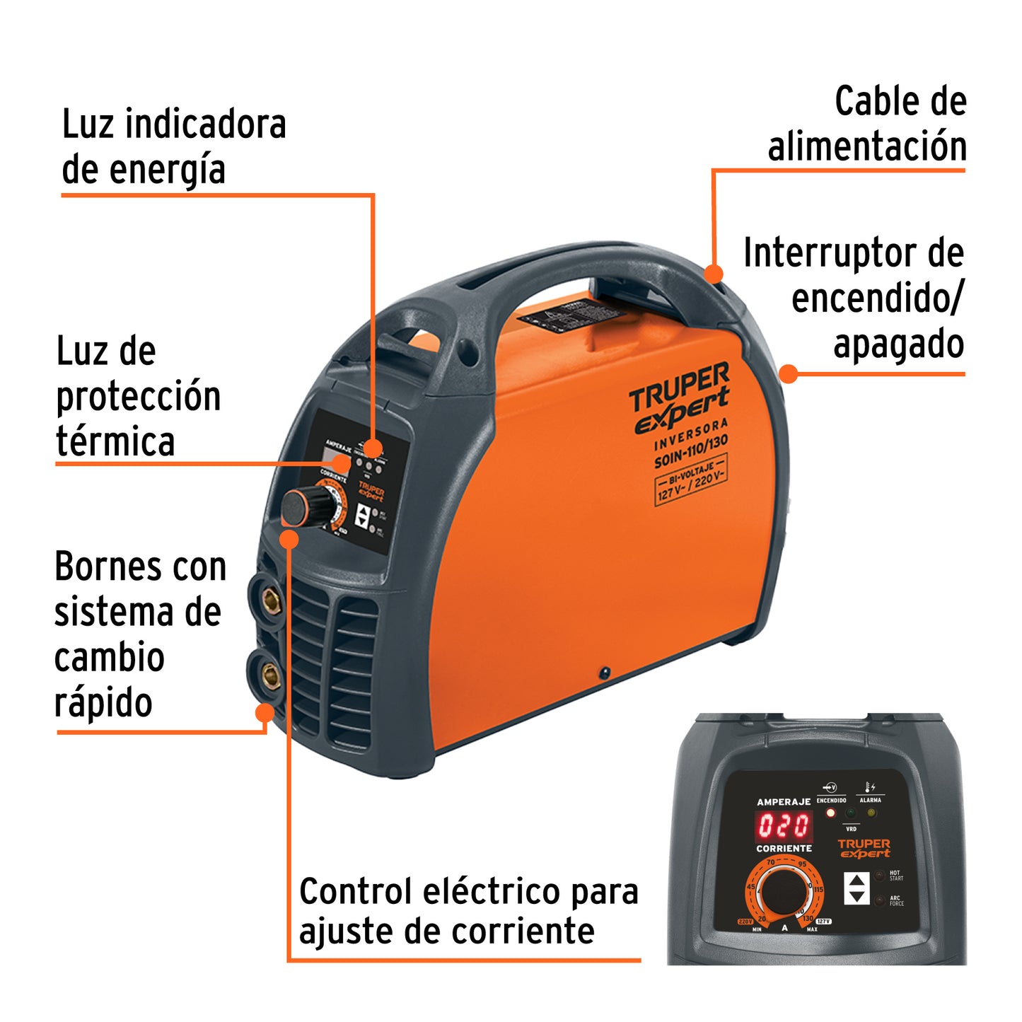 Soldadora Inversora Bi-Voltaje 130 A, 127 V/220 V, TRUPER