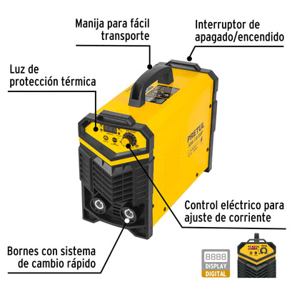Soldadora Inversora Bi-Voltaje 200 A, 127 V/220 V, PRETUL