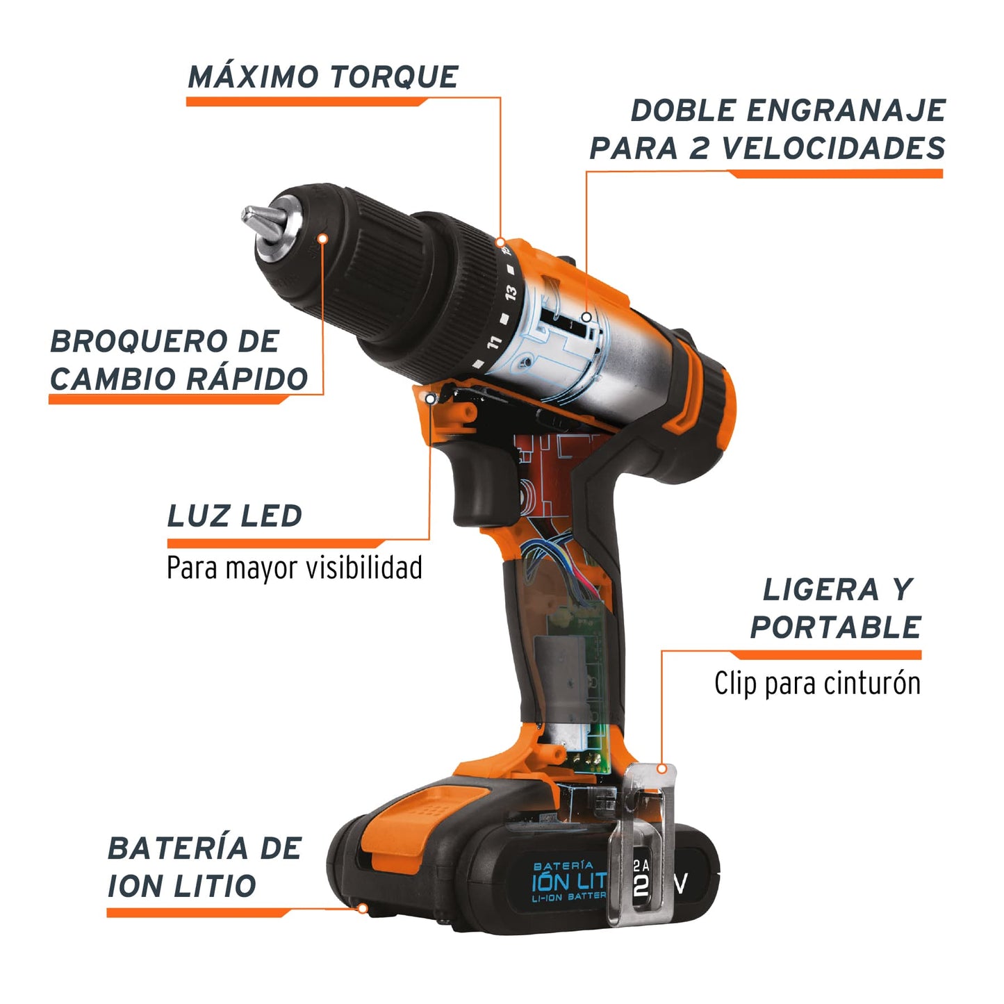 Taladro Inalámbrico 1/2', 20 V, TRUPER