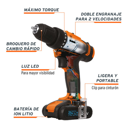 Taladro Inalámbrico 1/2', 20 V, TRUPER